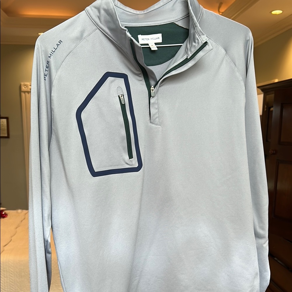 Peter Millar Gray Quarter-Zip Pullover